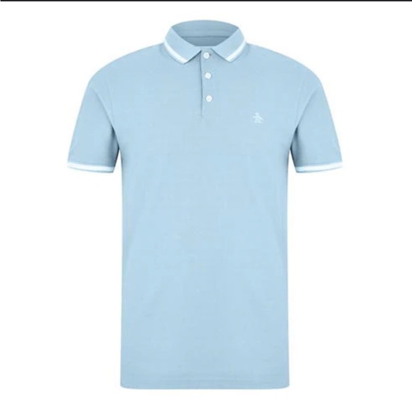 2/$30 Penguin Polo Shirt Blue White sz Small Men’s Cotton - Picture 1 of 9